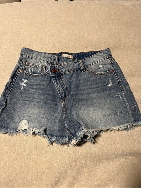 Altar'd State Pants - ALTAR’D STATE Frayed Hem Distressed Denim Shorts - Light Blue